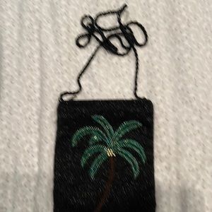 Palm tree motif beaded evening bag